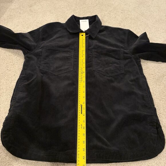 NWT Quince Organic Stretch Corduroy Shirt Jacket Women Medium Black Shacket - Picture 6 of 8